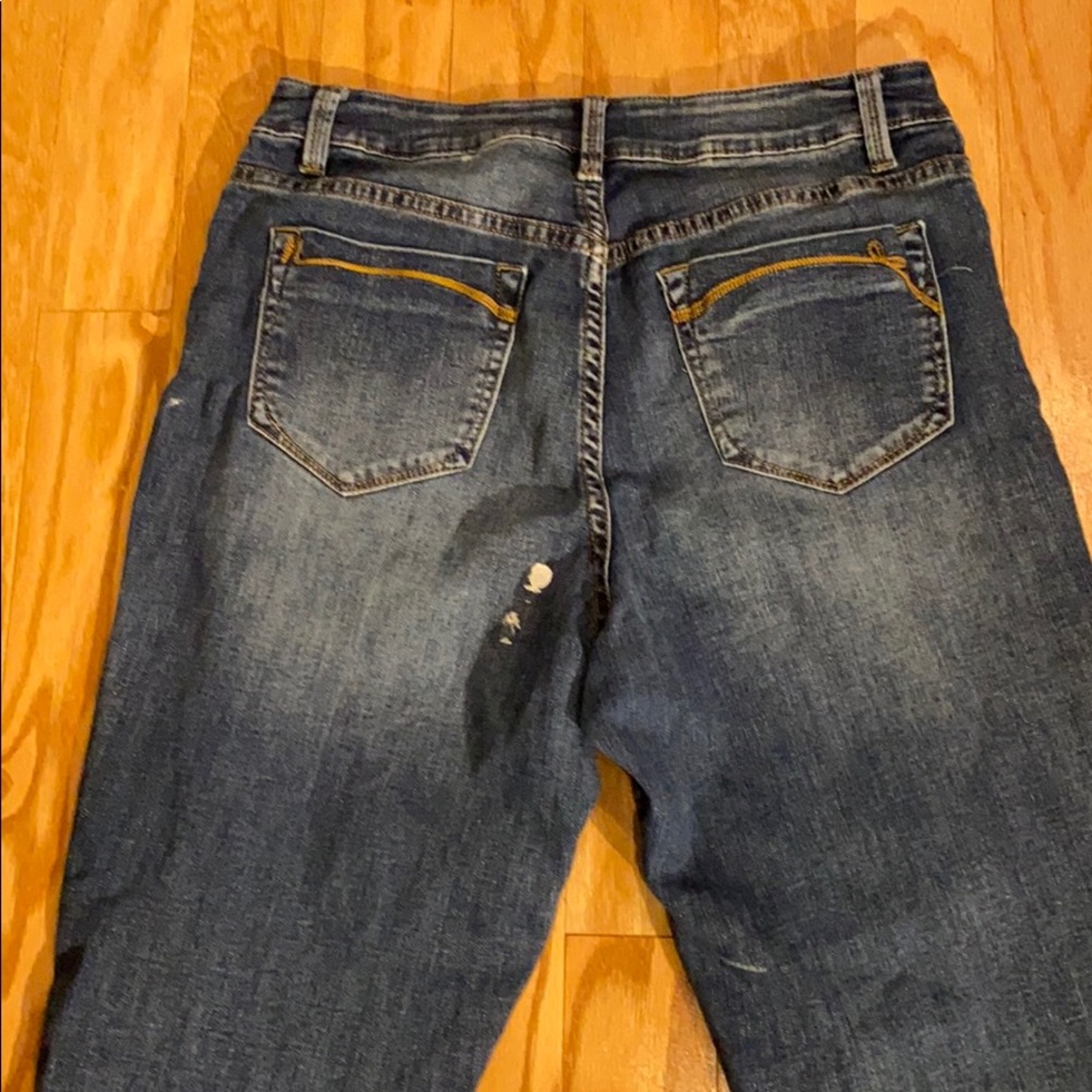 Nanette Lepore high waisted cropped distressed Mom Jeans with fringe size 12 - Picture 4 of 12